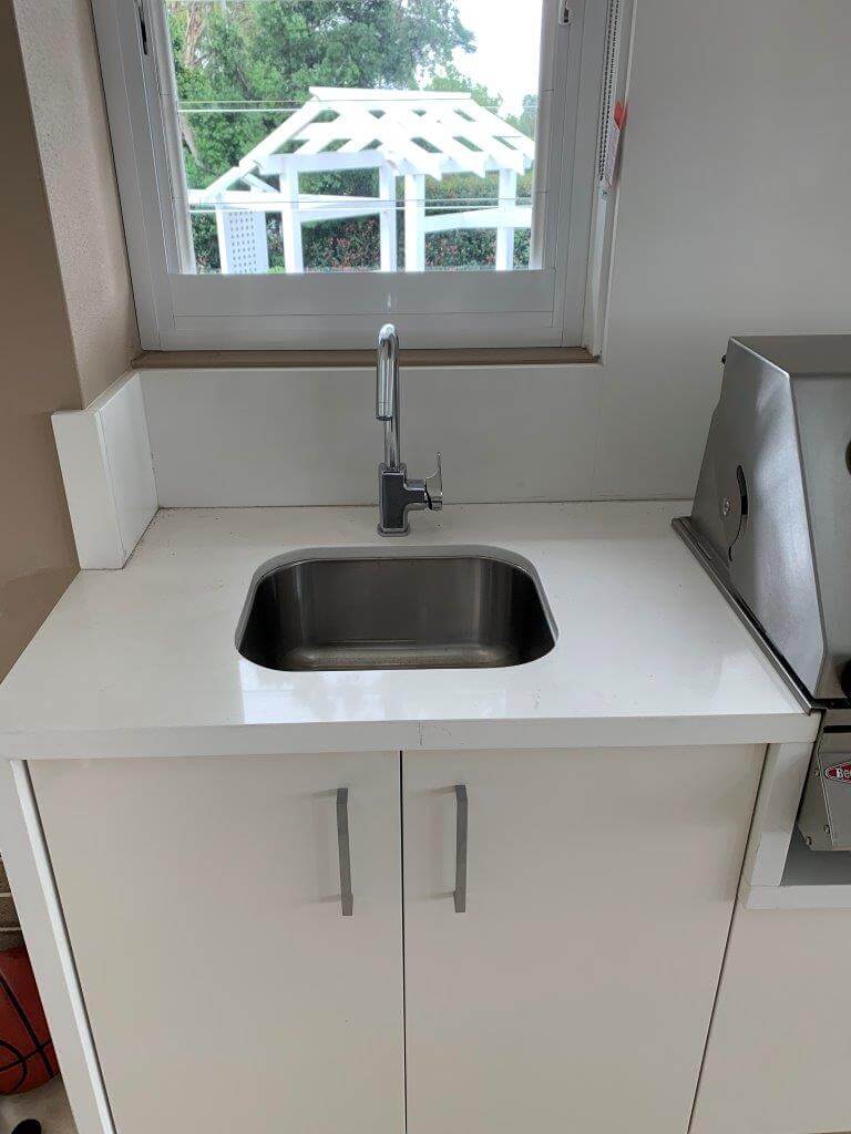 Outdoor BBQ stone bench